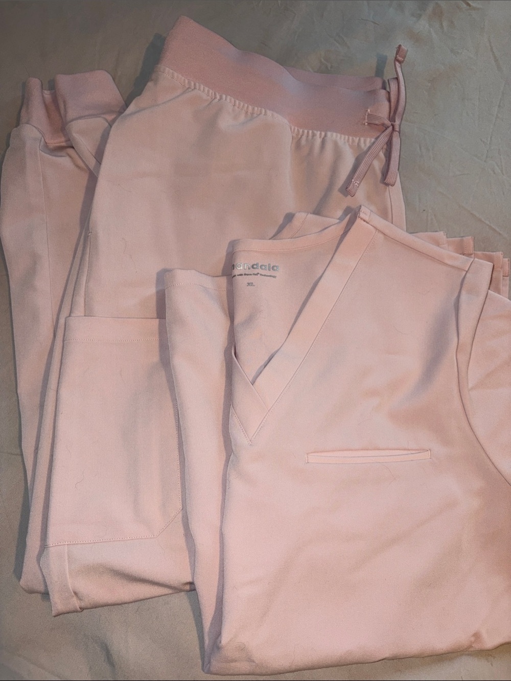 Women's Blush Pink Scrub Set XL